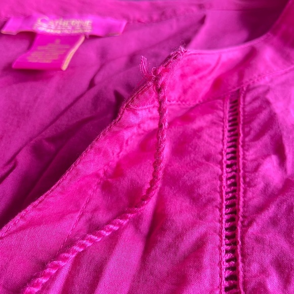 Catherine Malandrino Pink Cotton Tassel Hem Boho Dress - Size Small - Picture 5 of 10